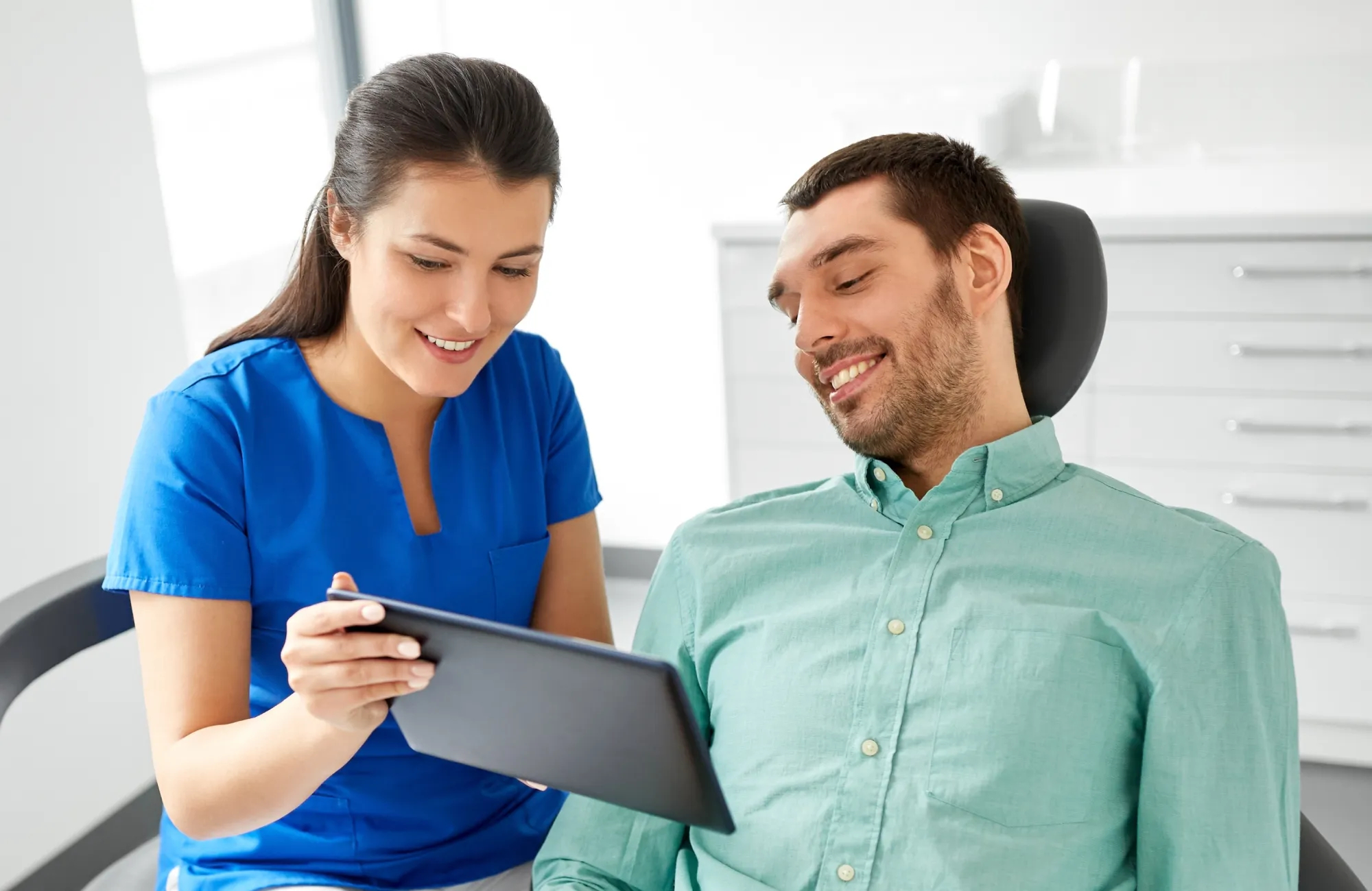 Dentist showing the result